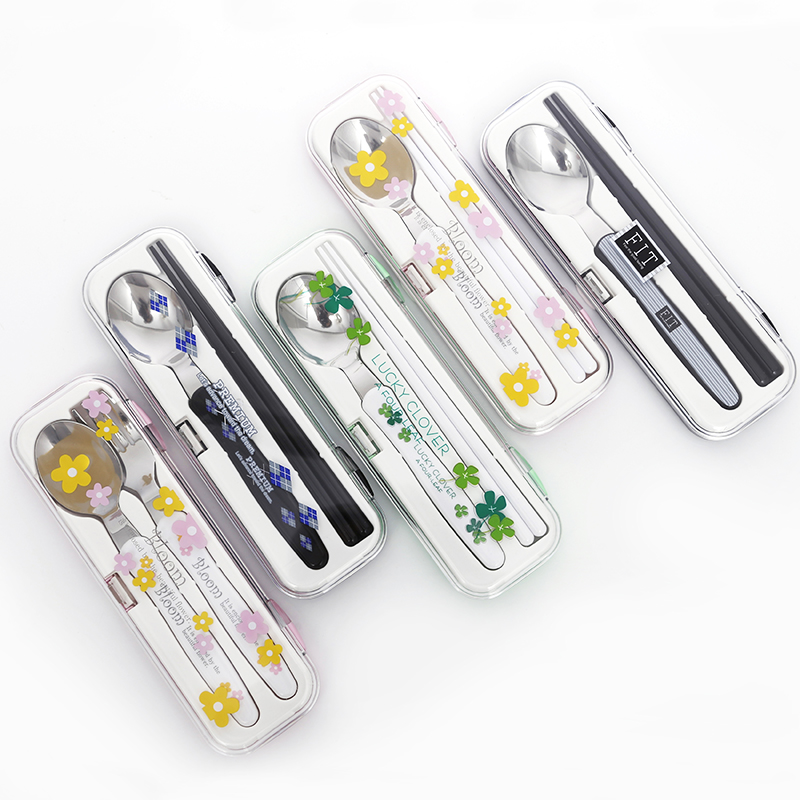 Japan imported elementary school tableware box portable outer with chopstick box children's dorm chopsticks spoon fork suit