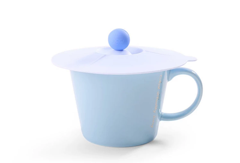 Nhật Bản Silicone Cup Cover Lớn Không độc hại Phổ quát Cup Cup Cup Cup Cup Cup Cup gốm Con dấu nắp rò rỉ - Tách