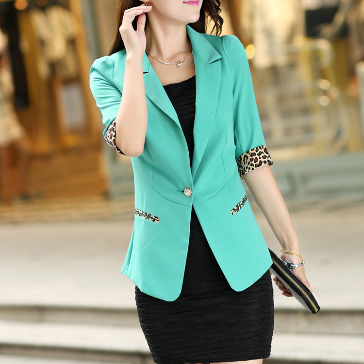 Women's Summer Niche Blazer, Thin Green Versatile Blazer with Five-Quarter Sleeves and a Stylish Design