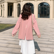 Pink small suit jacket women spring and autumn 2021 new high-end sense fried street Net red hot small man suit jacket