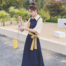 Hepburn style dress womens summer 2021 new light cooked chic extra long skirt to ankle french retro shirt skirt