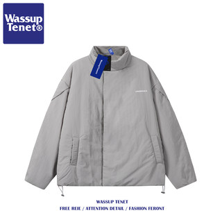 Wassup Tenet Winter Simple Solid Color Stand-Up Collar Cotton Jacket Men's Trendy Brand Loose Warm Versatile Couple Cotton Coat