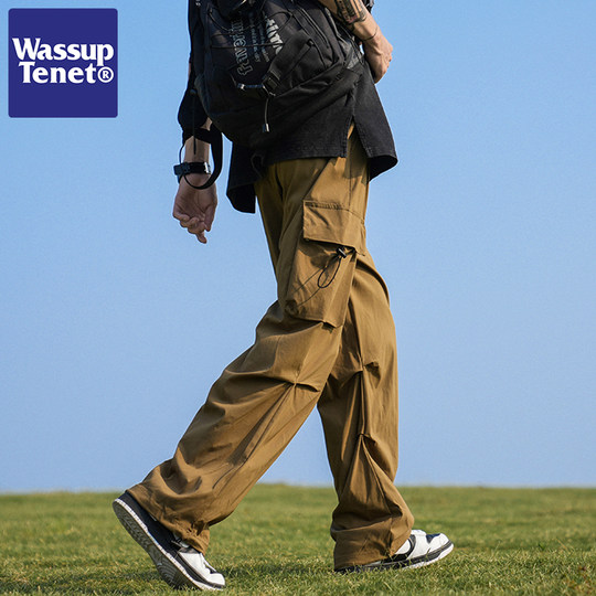 Wassup Tenet Trendy Straight-Leg Cargo Pants for Men, Autumn Loose-Fitting American-Style Functional Outdoor Casual Long Pants