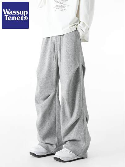 Wassup Tenet Drapey Sports Sweatpants Unisex Autumn New High Street Fashion Casual Long Pants for Men