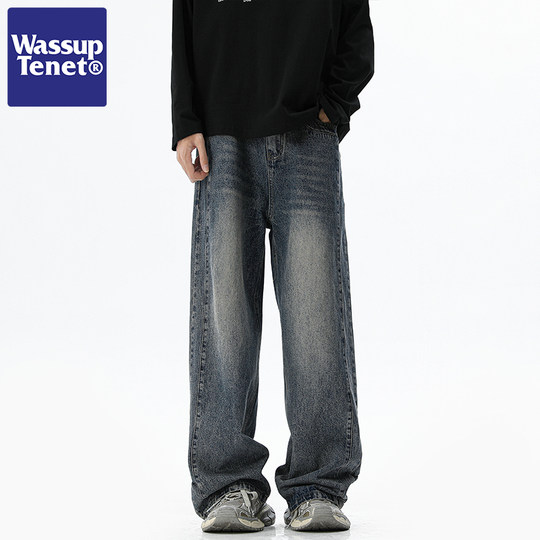 Wassup Tenet Spring and Autumn Trendy Wide-Leg Black Jeans Men's Casual Pants Autumn New Style ins Long Pants