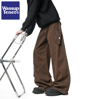 Wassup Tenet American-Style Deconstructed Patchwork Multi-Pocket Cargo Pants for Men, Autumn Trendy Brand Loose Casual Scimitar Pants