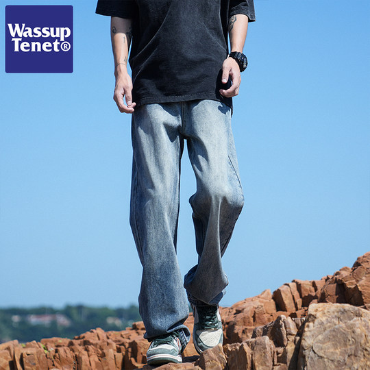 Wassup Tenet washed retro jeans men's 2025 spring and autumn new American straight casual long pants
