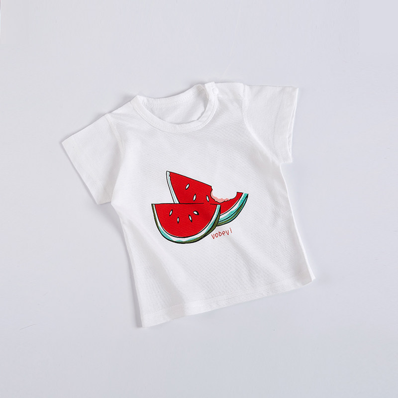 Baby Short Sleeve T-shirt Baby Half Sleeve Pure Cotton Boy Blouse Thin Summer Girl White Summer Dress Child Male And Female