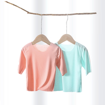 Baby short-sleeved top thin summer childrens T-shirt boys half-sleeved female baby Ice Silk 7-sleeved Modal no trace