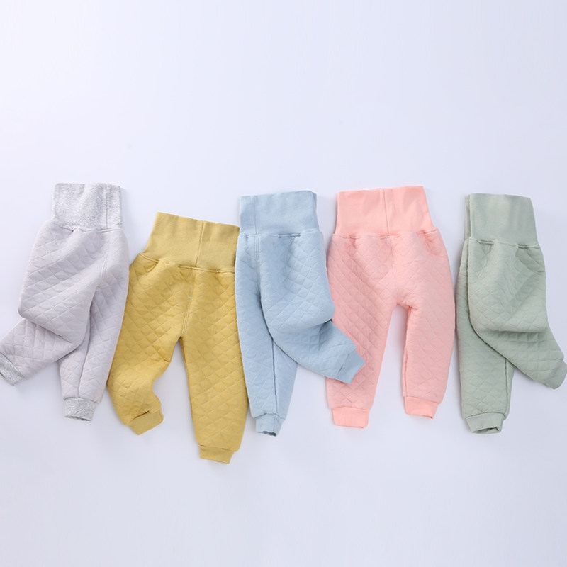 Baby High Waist Belly Pants Baby Warm Autumn and Winter Children's Hygiene Pants Navel Pants Three Layers of Warmth Thickened Pure Cotton