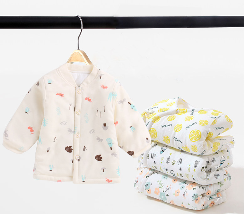 Baby cotton coat winter thickened infant coat Autumn and winter March children's cotton coat single top warm coat pure cotton 1-2 years old