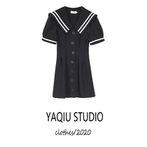 Navy style dress 2021 new summer waist thin temperament sweet College doll collar a word white skirt