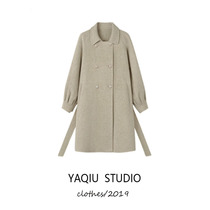 Loose lace mid-length knee double-sided woolen woolen coat small man pure wool coat