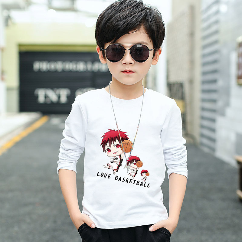 Boy white pure cotton inside lap clothes children thin long sleeves T-shirt 2022 CUHK Tong Chun Autumn Jacket T-shirt Tide