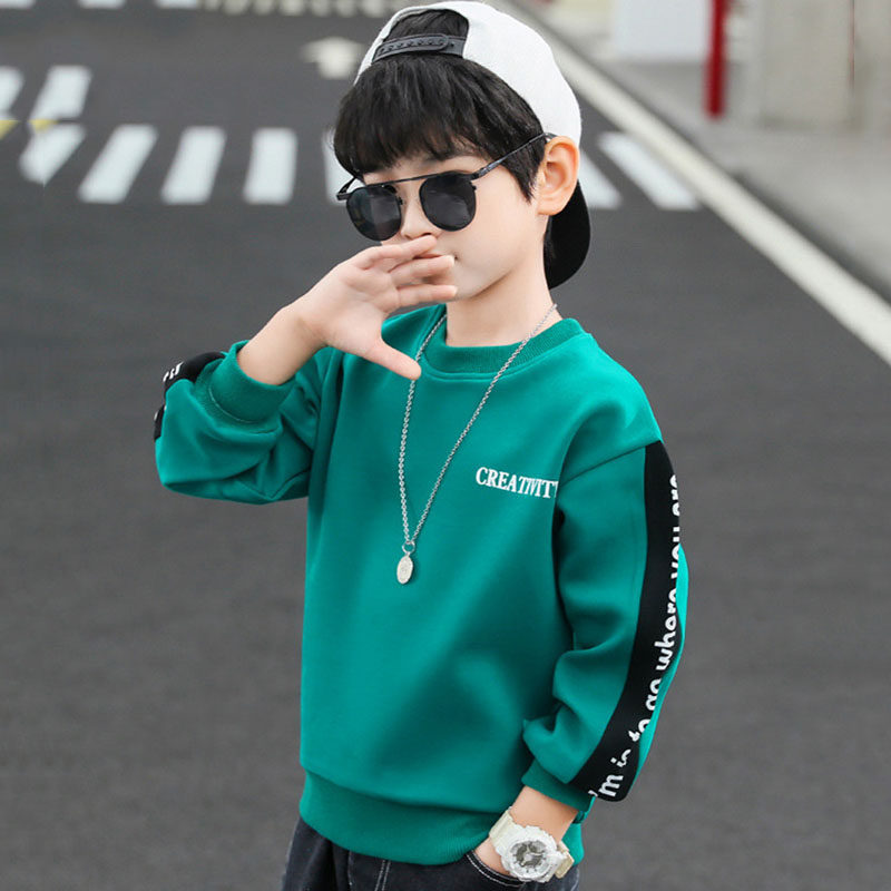 Boy necropolis Spring and autumn style 2022 new children Fried Street Clothes CUHK Boy Tide Models Foreign Pie Beat pure cotton