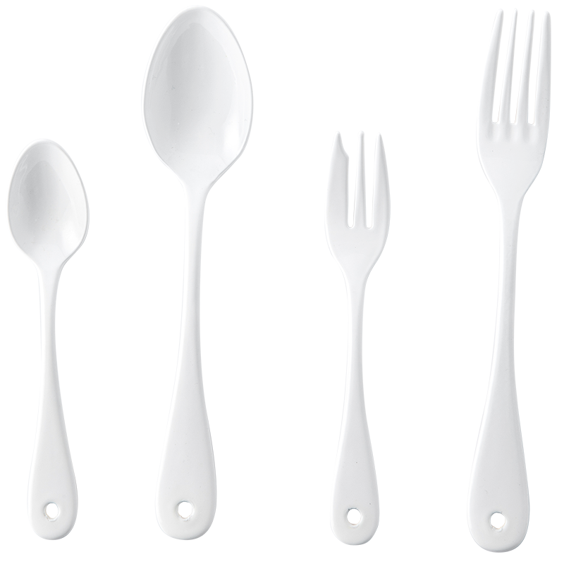 The content system of Japan post staff as high mulberry white enamel metal knife and fork spoon enamel dessert spoons fork white pony