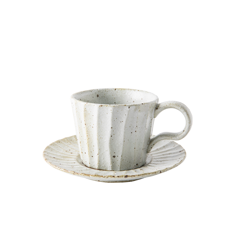 Namely the content ceramic coffee cups and saucers spoon set stripe coarse pottery variable glaze move breakfast ultimately responds a cup of restoring ancient ways