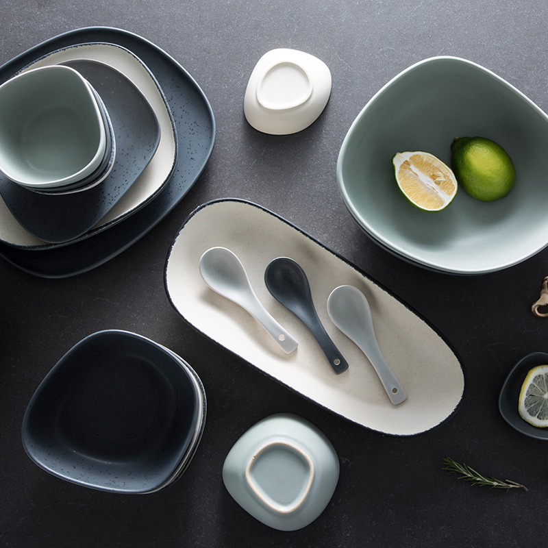 The content ceramic dishes suit household tableware suit dishes chopsticks combination web celebrity tableware ins suit