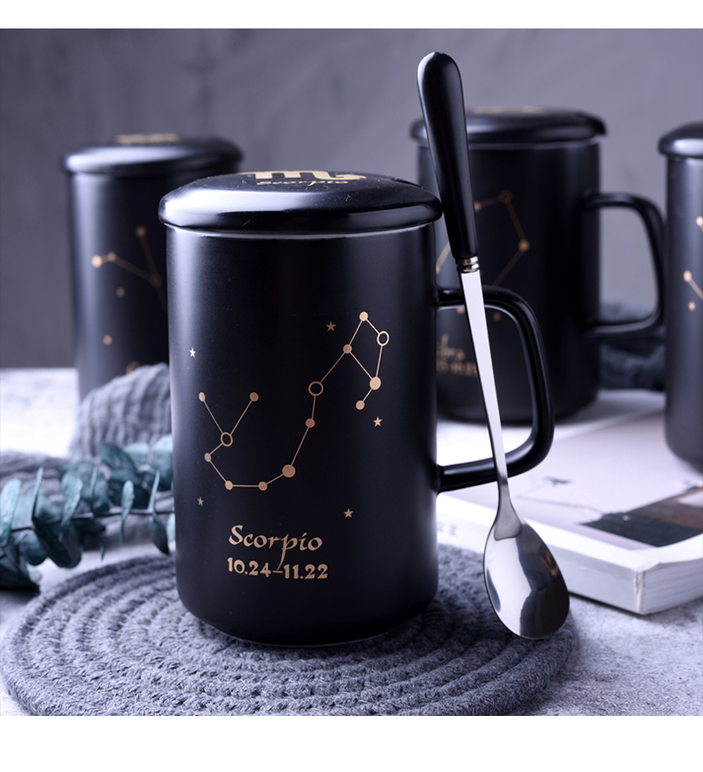 The content of The zodiac office keller creative picking cups of ceramic cups male spoon, milk coffee cup with cover