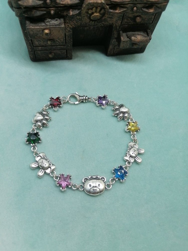 Pure Silver 925 Cute Bear Butterfly Knot Bear Paw Cat Paw Pentagram Drilling Mixed Series Effect