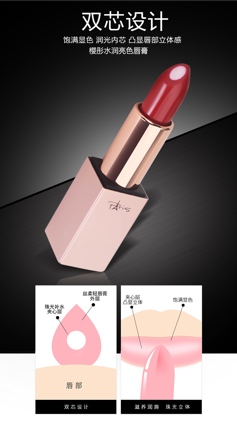 Sakura Hydrating Bright Lipstick ZD7001 Son dưỡng ẩm Son môi Girl Heart Sandwich Lipstick Pháp Makeup - Son môi a37 black rouge