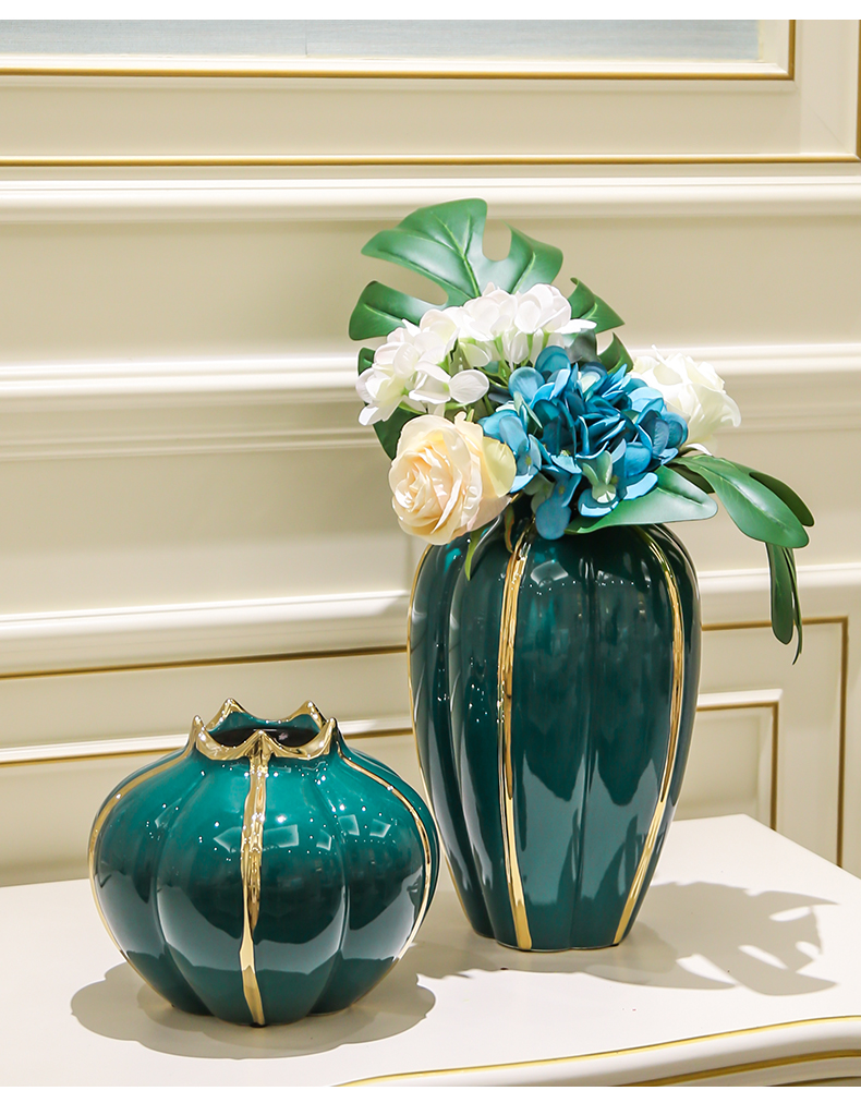 Light European - style key-2 luxury ceramic vase mesa place simulation flower flower, dried flower table, TV ark, household soft adornment