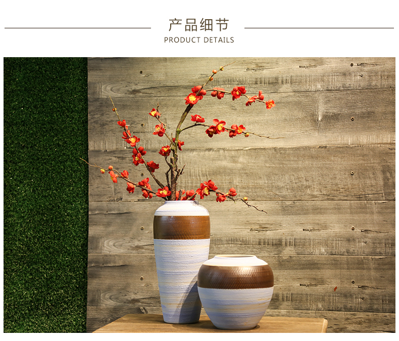 Mesa of jingdezhen coarse pottery vase restoring ancient ways between TV cabinet ceramic flowers in the sitting room porch example simulation flower decoration