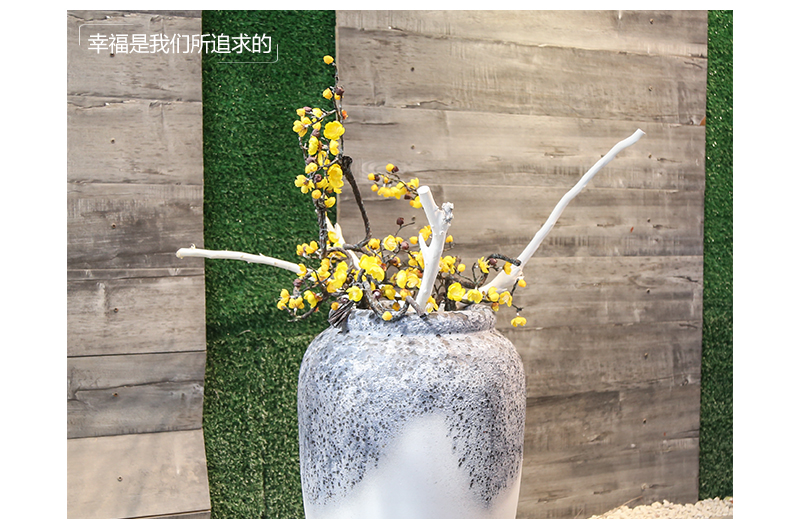 Restoring ancient ways of jingdezhen ceramic furnishing articles sitting room be born creative coarse pottery big vase crafts new Chinese style is contracted flower arrangement