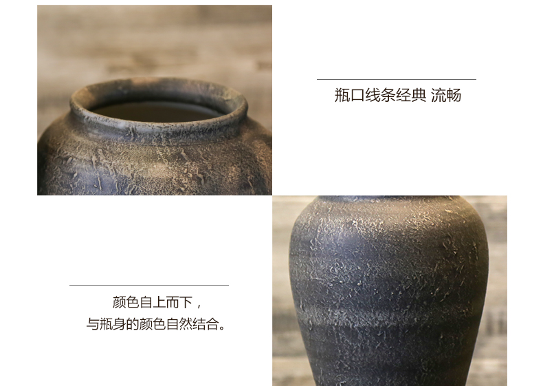 Jingdezhen ceramic craft simple Chinese style restoring ancient ways is coarse pottery vase nostalgic flower implement simulation flowers floral decoration furnishing articles