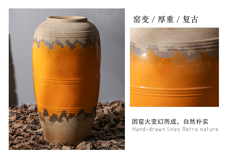 Retro coarse TaoHua device of large vase club hotel villa garden really flowers floral arranging the ceramic furnishing articles