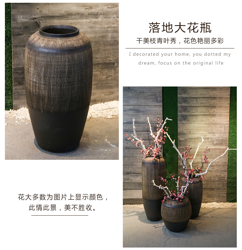 Coarse pottery restoring ancient ways is big flower implement hotel floor clay ceramic simulation flower vase sitting room adornment furnishing articles suit