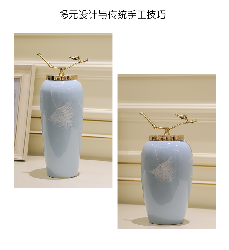 Jingdezhen contracted creative mesa ceramic vase simulation flower adornment furnishing articles receptacle TV ark, hydroponic flowers