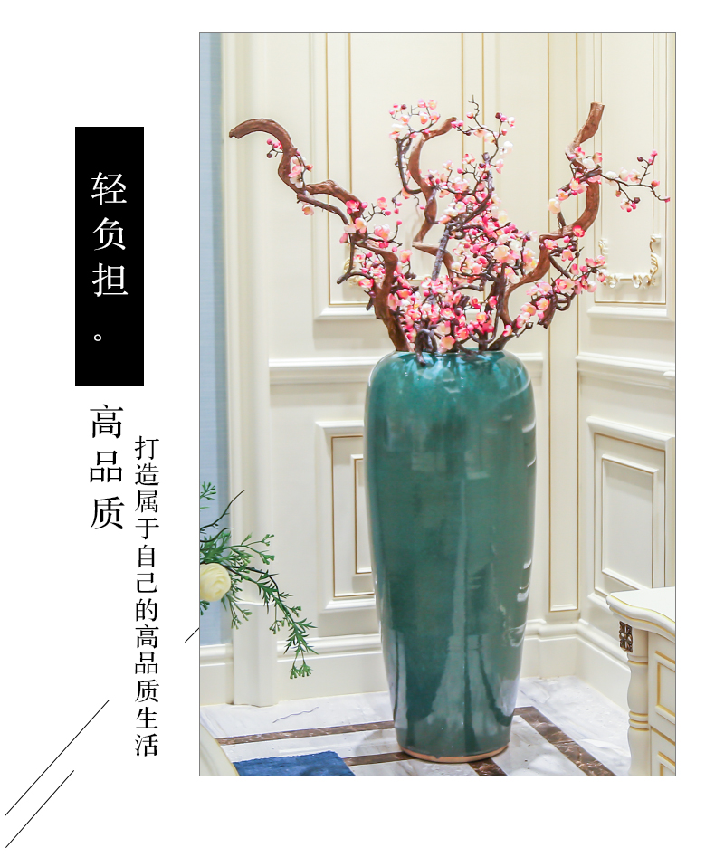 Modern light key-2 luxury Chinese ceramic floor dry flower vases, flower arrangement sitting room large floral landscape modelling decorative furnishing articles