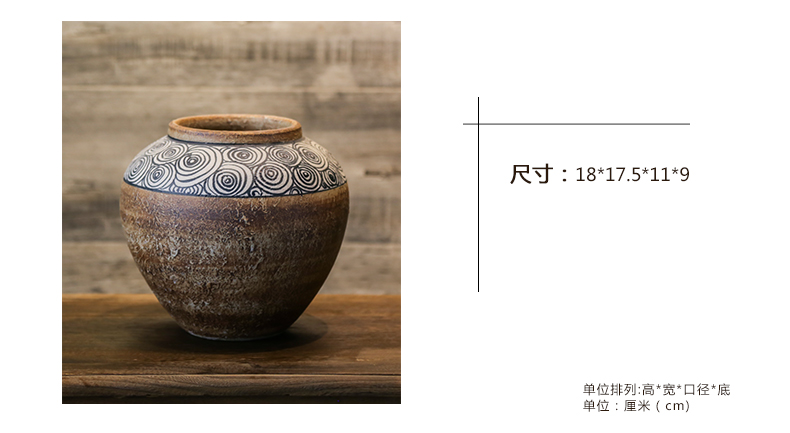 Coarse pottery vase retro mesa jingdezhen household flower earthenware jar creative ceramic sitting room adornment is placed