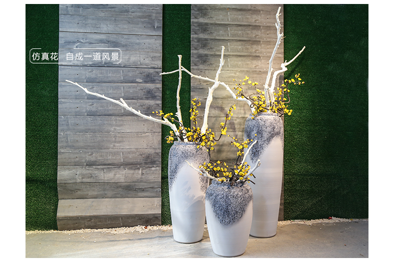 Restoring ancient ways of jingdezhen ceramic furnishing articles sitting room be born creative coarse pottery big vase crafts new Chinese style is contracted flower arrangement