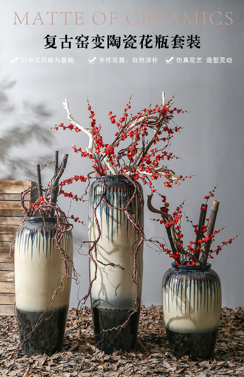 Coarse pottery jingdezhen hotel restoring ancient ways of large POTS ceramic flower vases, flowers simulation flower, adornment is placed