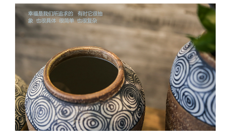 Coarse pottery vase retro mesa jingdezhen household flower earthenware jar creative ceramic sitting room adornment is placed