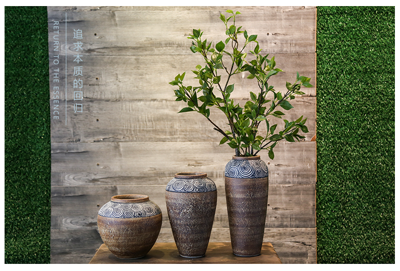 Coarse pottery vase retro mesa jingdezhen household flower earthenware jar creative ceramic sitting room adornment is placed