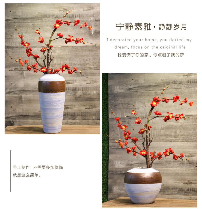 Mesa of jingdezhen coarse pottery vase restoring ancient ways between TV cabinet ceramic flowers in the sitting room porch example simulation flower decoration