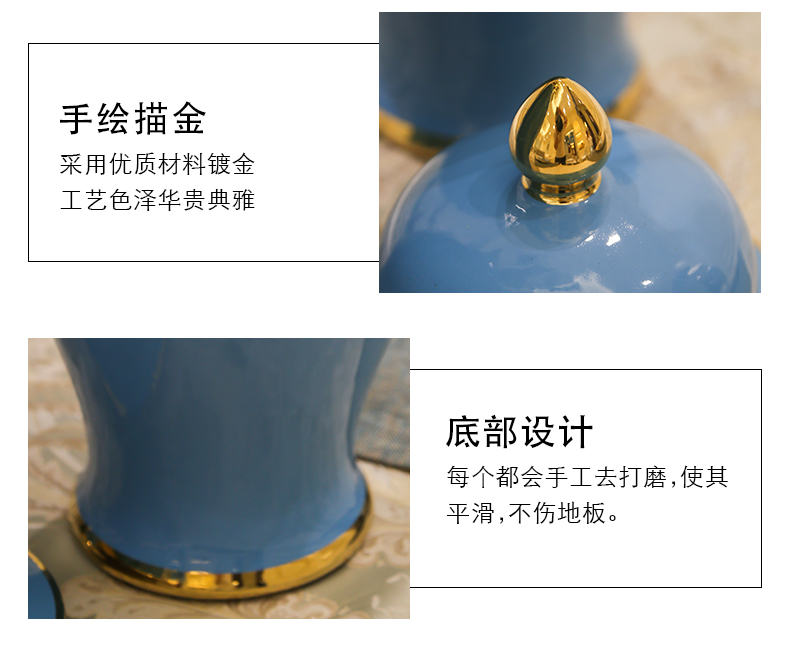 Jingdezhen new Chinese style is contracted, general tank mesa gold - plated vase ceramic restaurant TV ark, furnishing articles hydroponic flowers