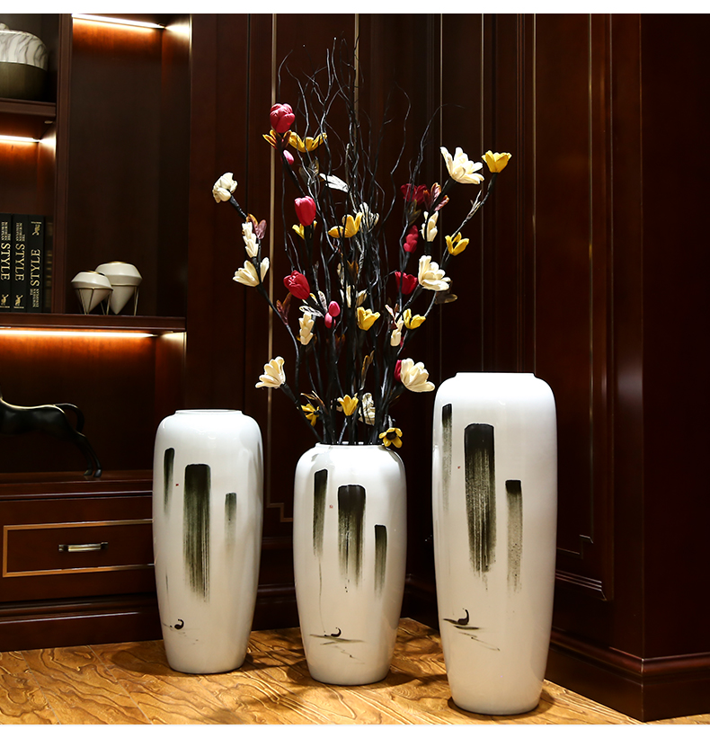 The New Chinese zen ceramic floor big vase decoration simple porch home sitting room TV ark, flower arranging flowers