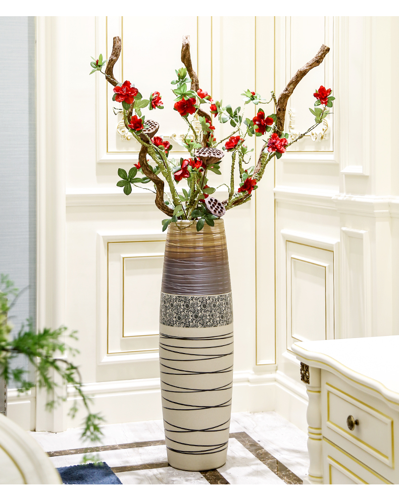 European I and contracted sitting room ceramic floor large vase household soft adornment ornament flower, flower art furnishing articles