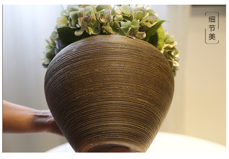 Jingdezhen ceramic coarse pottery retro black black mesa decoration decorative vase simulation flower flower flower implement suit furnishing articles