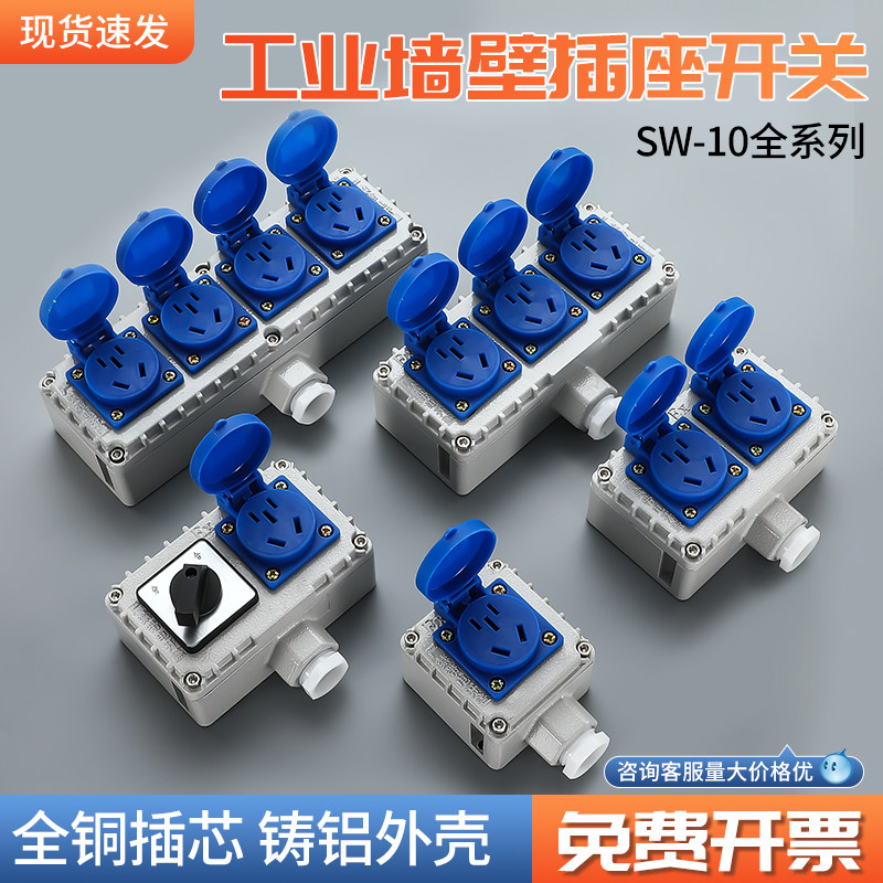 工业防爆插座插头220五孔10A/16A户外防水86型明装暗装380V通用