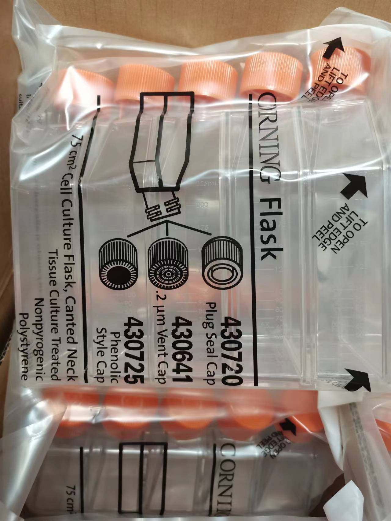 Corning康宁75cm透气盖密封盖斜口细胞培养瓶TC处理430641 430720