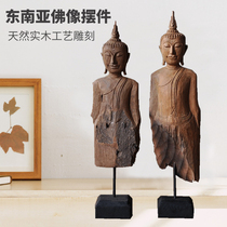 Thai character decoration decoration Southeast Asia home log carving Buddha porch office desktop fortune ornaments
