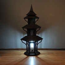 Southeast Asia Solid Wood Patio Floor Lamp Handcrafted Hollowed-out Carved Flower Lighting Outdoor View Lamp Hotel Clubhouse Decorative Lights