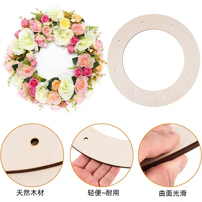 Wooden Wreath Frame Crafts DIY Christmas Valentine's Day Easter Holiday Wreath Wall Home Decoration