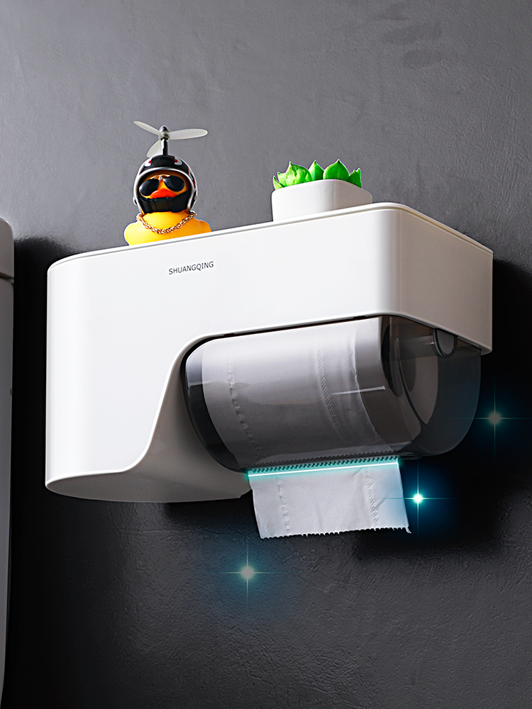 Powder room tissue box hanger Toilet non-perforated waterproof roll toilet paper Toilet paper toilet paper box Bathroom toilet paper shelf