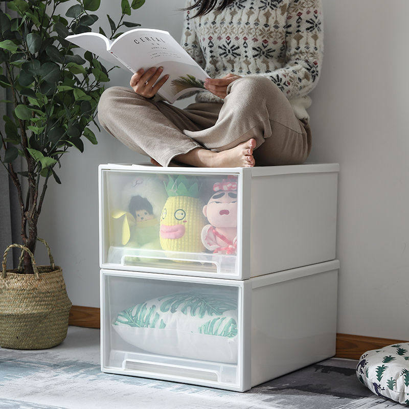 Clearance transparent drawer-type plastic storage box household clothing clothes sorting box underwear box storage storage cabinet
